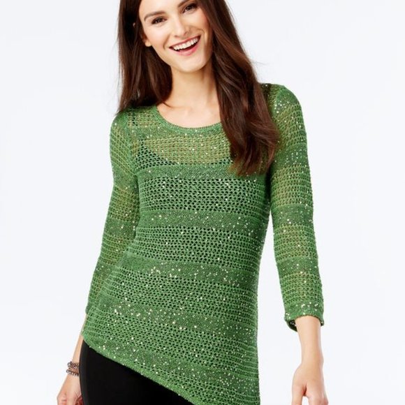 INC assymetrical holiday sweater Small NWOT - Picture 2 of 7